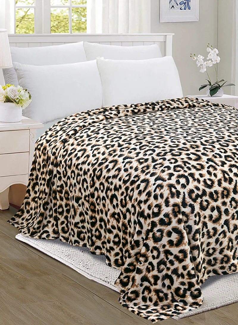 ايست من نون Lightweight Summer Blanket King Size 220 GSM Extra Soft Fleece All Season Blanket Bed And Sofa Throw  220x240 cms Leopard Print Leopard Print 220 x 240cm