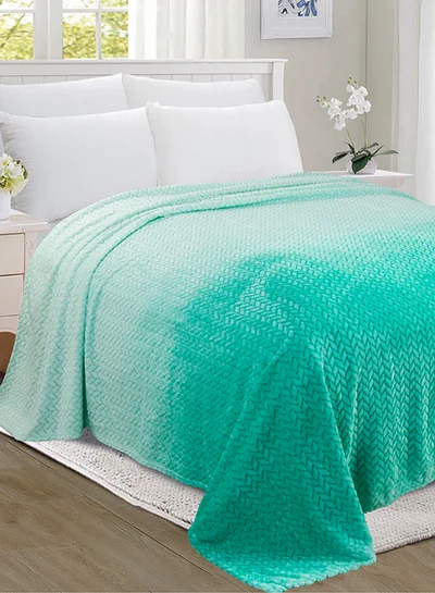 Noon East Lightweight Summer Blanket Queen Size 280 GSM Jacquard Extra Soft Fleece All Season Blanket Bed And Sofa Throw  160 X 220 Cms Green Green 160 x 220cm