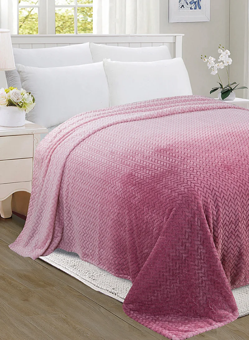 ايست من نون غطاء خفيف وفائق النعومة بتصميم متدرج من البوليستر وصوف الجاكار من إيست من نون مقاس 220×230 سم للأريكة أو غرفة النوم، لون وردي هيذر لون وردي 220 x 240سم