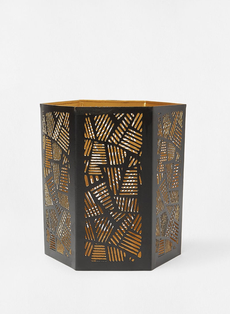 هوم تاون حامل شموع للزينة أسود/ذهبي 15x10.5سم - Image 1