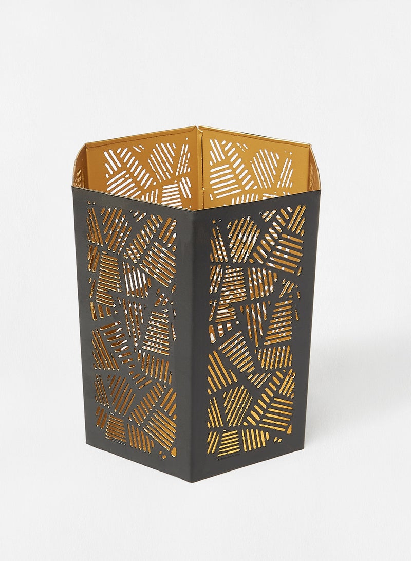 هوم تاون حامل شموع للزينة أسود/ذهبي 15x10.5سم - Image 2