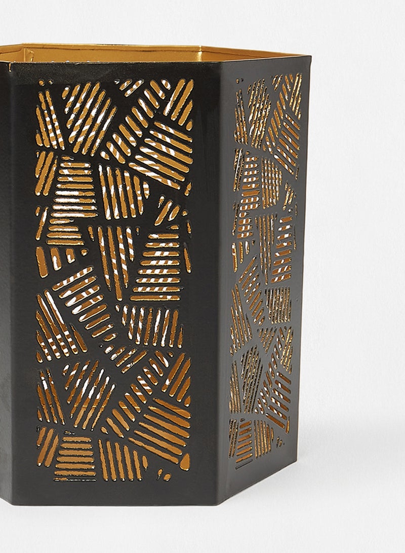 هوم تاون حامل شموع للزينة أسود/ذهبي 15x10.5سم - Image 3