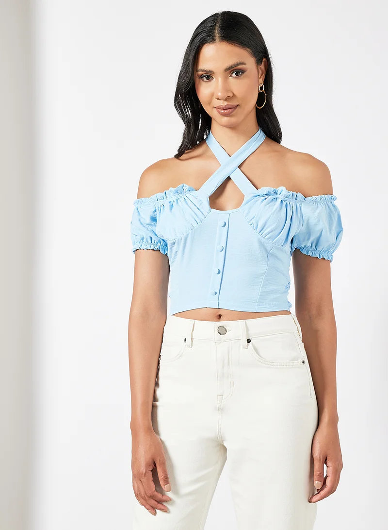 FEMME LUXE Halter Neck Crop Top