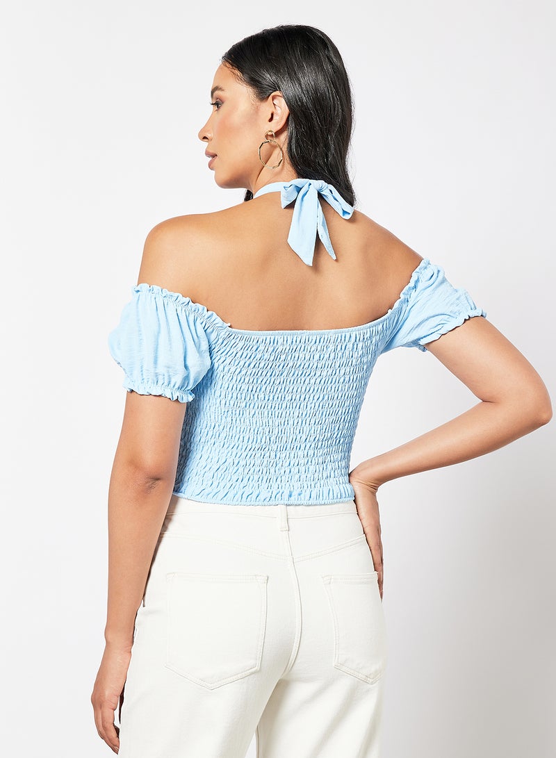 Halter Neck Crop Top Blue - v1649414657/N47080090V_2