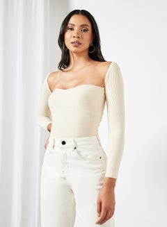 FEMME LUXE Square Neck Bodysuit Cream  - Image 1