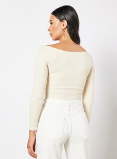 FEMME LUXE Square Neck Bodysuit Cream  - Image 2