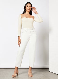 FEMME LUXE Square Neck Bodysuit Cream  - Image 3