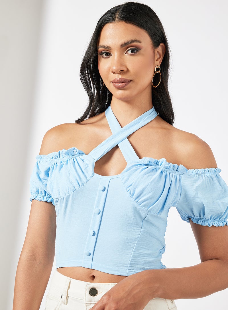 Halter Neck Crop Top Blue - v1649414658/N47080090V_4