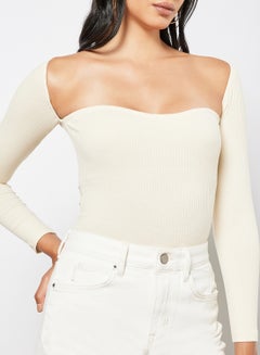 FEMME LUXE Square Neck Bodysuit Cream  - Image 4