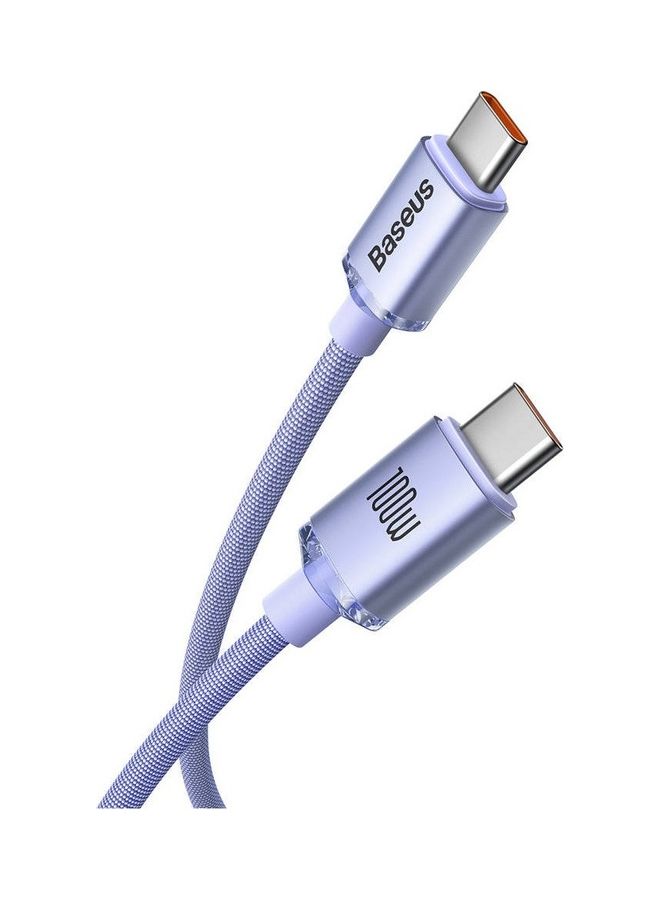Baseus 100W 4ft USB C To USB C Cable Fast Charge Nylon Braided Type-C Cable for iPhone 15 Pro/iPhone 15 Pro Max/iPhone 15 Plus/iPad Air/iPad Pro/MacBook Pro Samsung Galaxy S23/Huawei/Xiaomi And Many More Purple  - Image 2