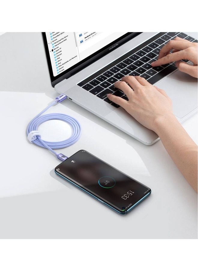 Baseus 100W 4ft USB C To USB C Cable Fast Charge Nylon Braided Type-C Cable for iPhone 15 Pro/iPhone 15 Pro Max/iPhone 15 Plus/iPad Air/iPad Pro/MacBook Pro Samsung Galaxy S23/Huawei/Xiaomi And Many More Purple  - Image 5