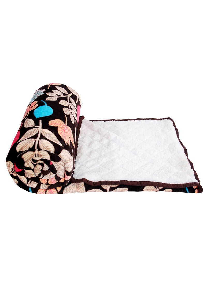 Hometown Light Blanket - 76X100 Cm - Floral Brown/Orange/Pink 100% Poyester Ultra Plush For Sofa Or Bedroom Polyester Brown/Orange/Pink Single  - Image 3