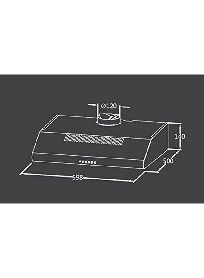 Midea - 60cm Conventional Re-circulating Hood with Halogen Light, Charcoal Filter 60F15 Silver - Image 1