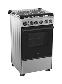 Midea 4 Burners Gas Cooker With Cast Iron Pan Support 40 Liters BME55007FFD Silver  - Image 1