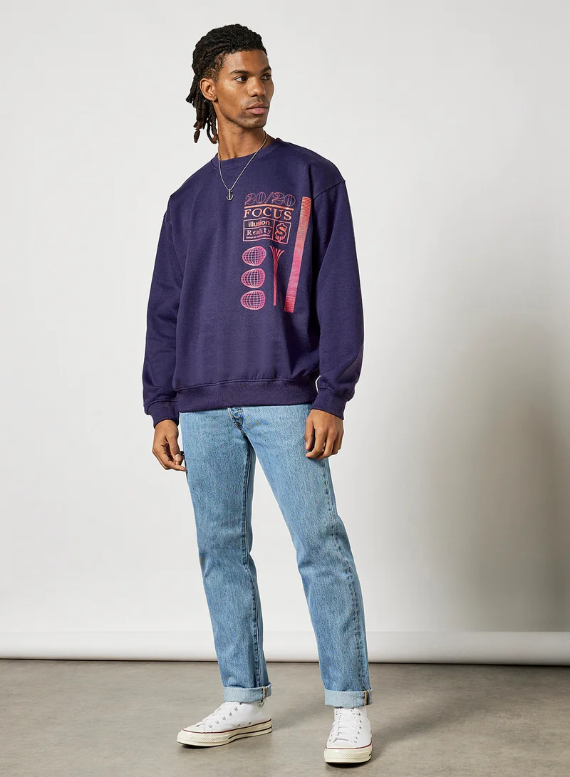 STATE 8 Printed Sweatshirt Purple
