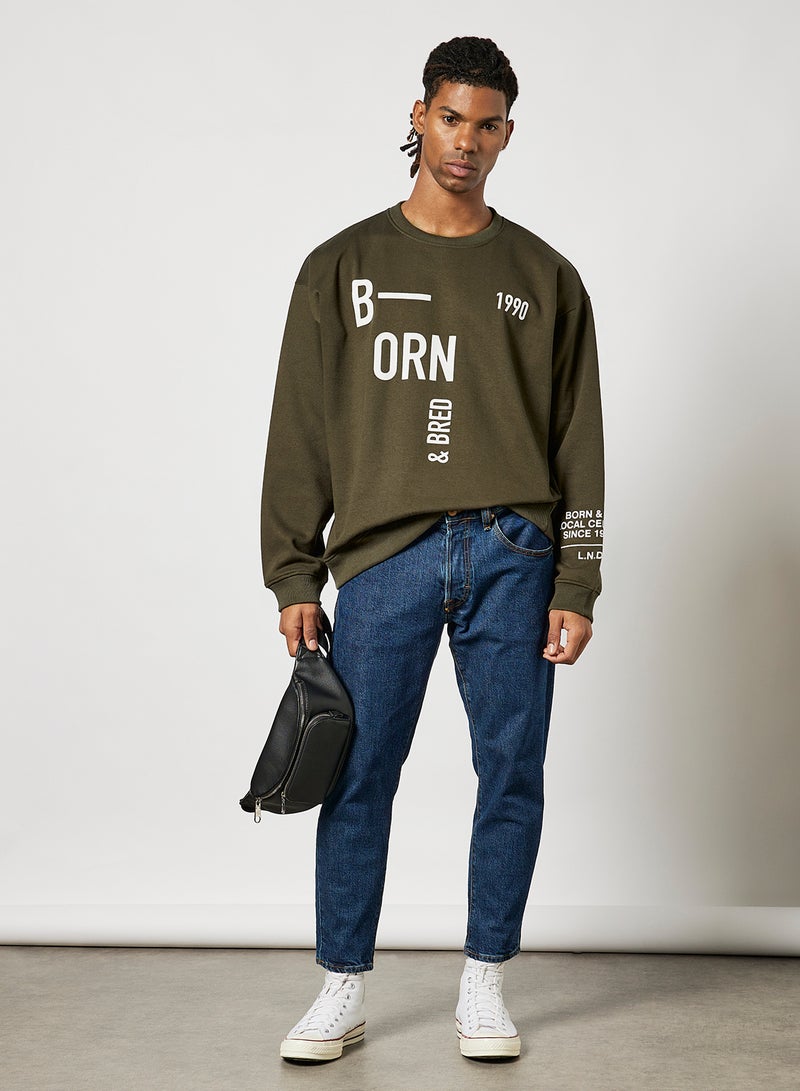 Slogan Sweatshirt Brown - v1649429815/N47248232V_3