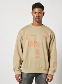 Slogan Sweatshirt Light Brown