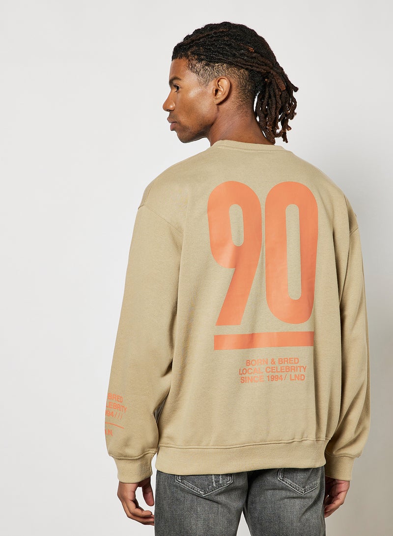 STATE 8 - Slogan Sweatshirt Light Brown - Image 1