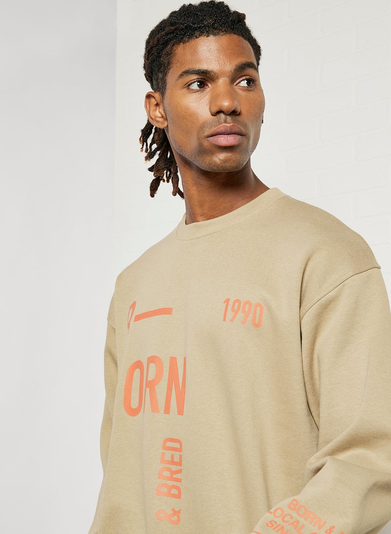 STATE 8 - Slogan Sweatshirt Light Brown - Image 1