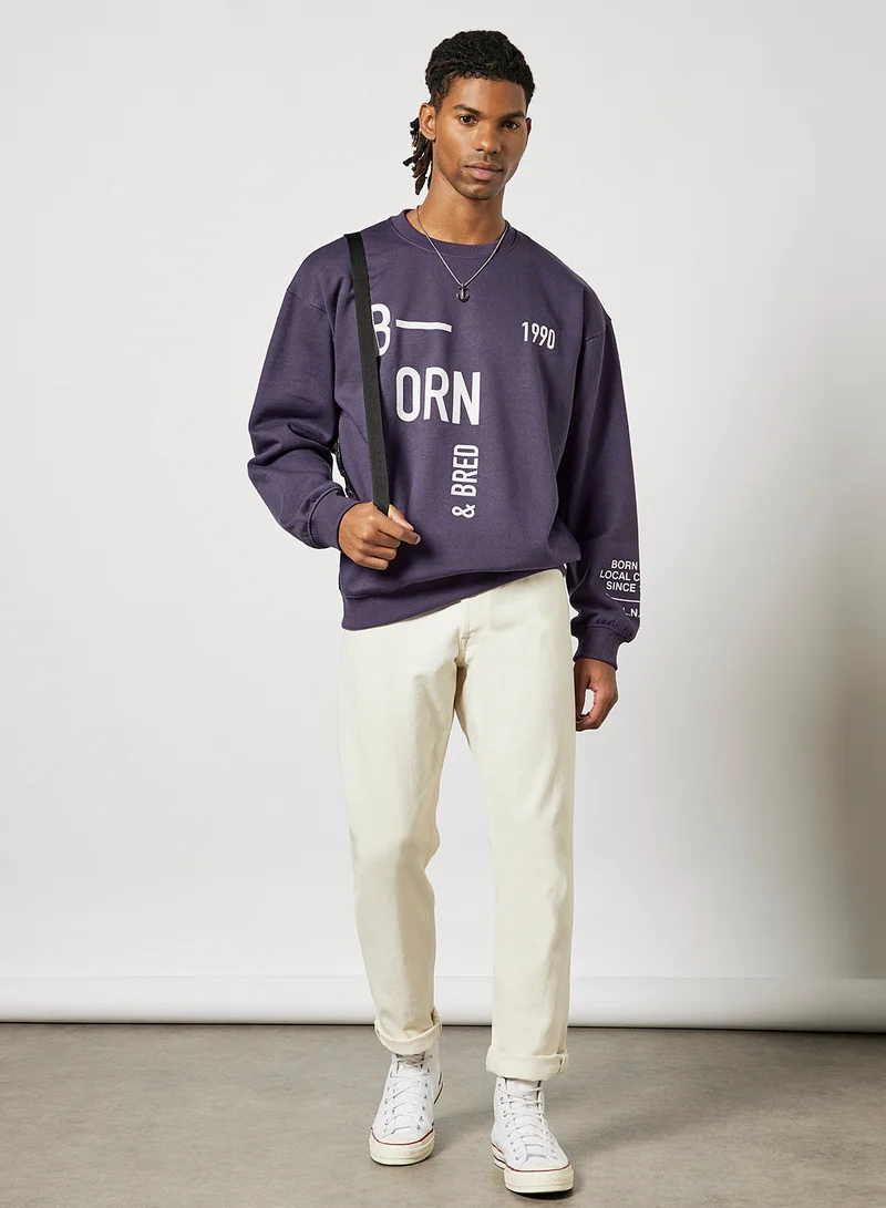 STATE 8 Slogan Sweatshirt Purple