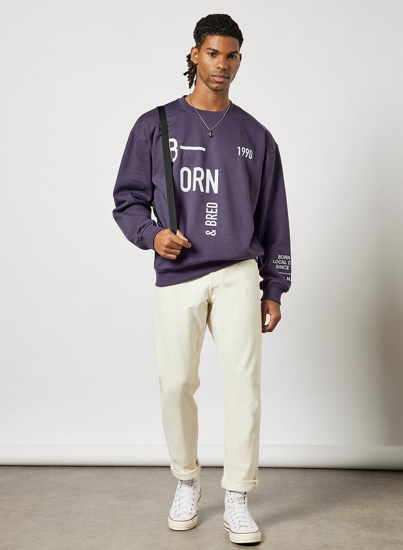 STATE 8 - Slogan Sweatshirt Purple - Image 1