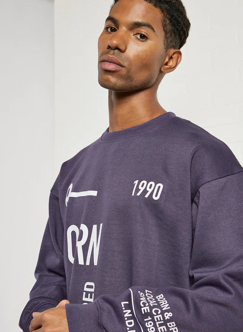 STATE 8 Slogan Sweatshirt Purple