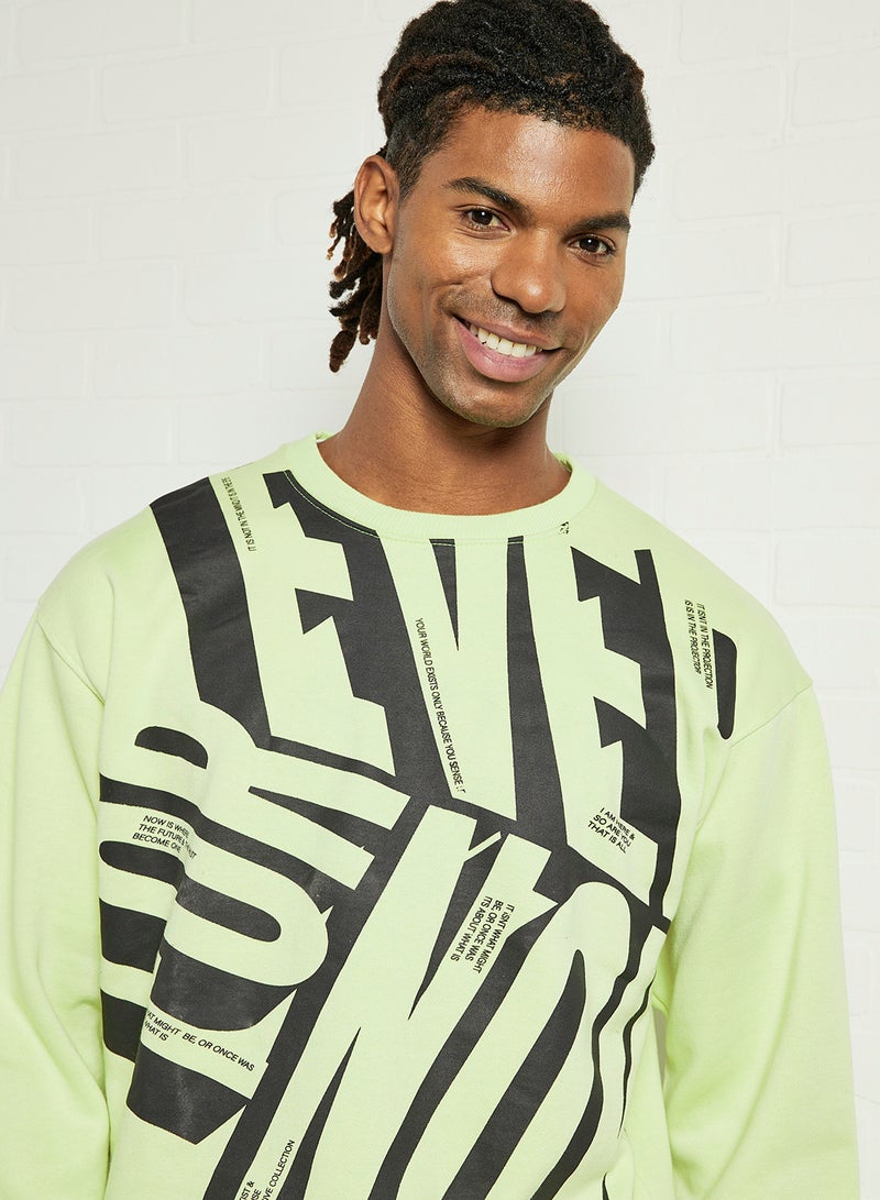 STATE 8 - Printed Sweatshirt Light Green - Image 1