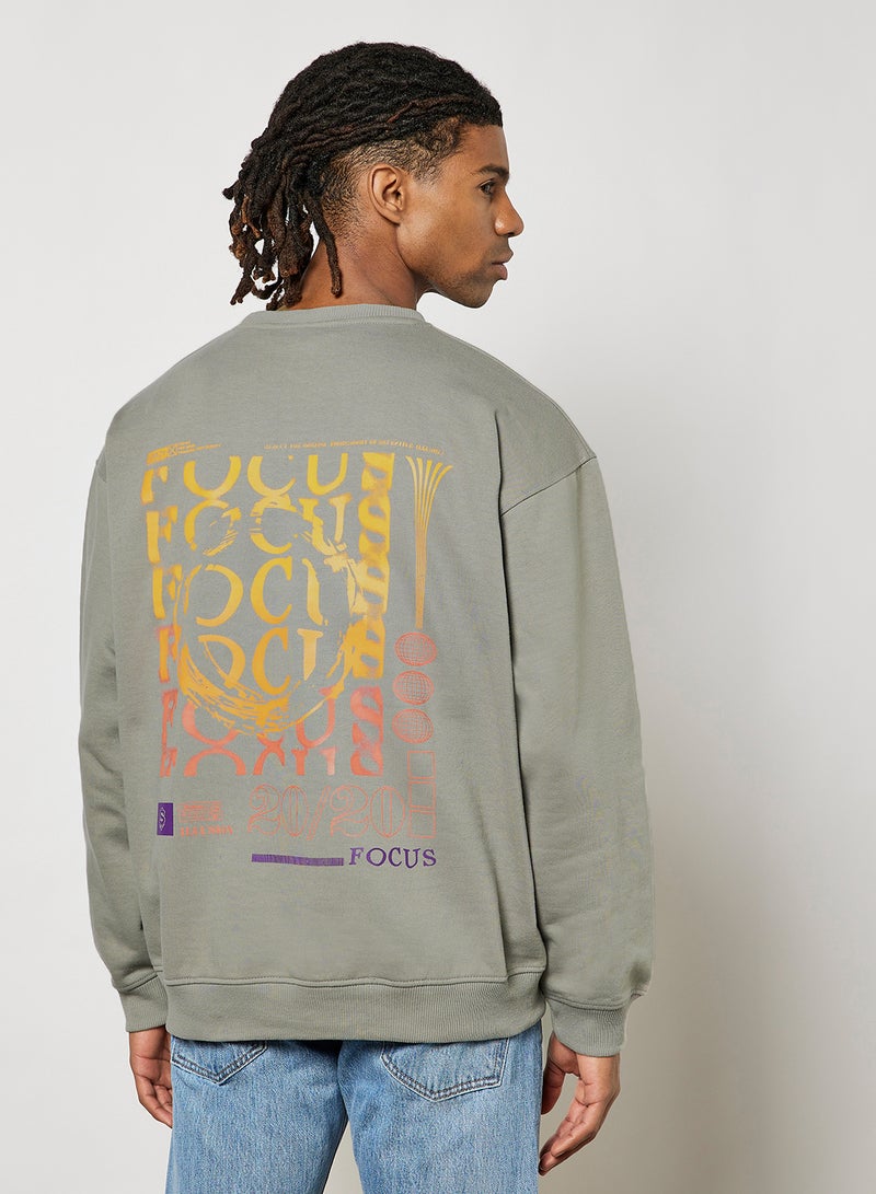 STATE 8 - Printed Sweatshirt Grey - Image 1