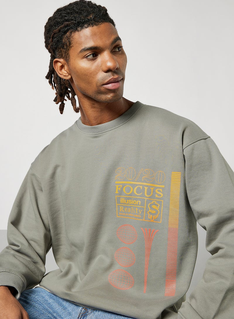 STATE 8 - Printed Sweatshirt Grey - Image 1
