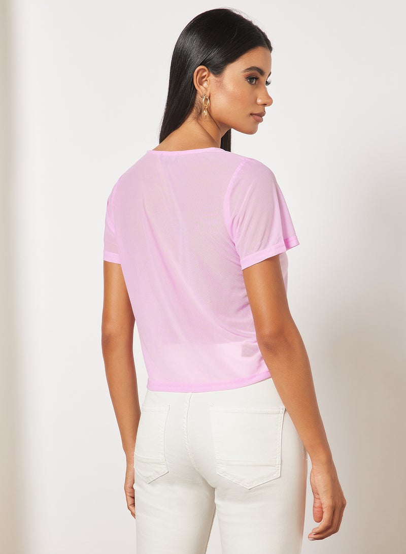 Aila Women's V-neck Casual Short Sleeve Top Pink  - Image 2