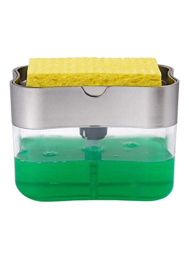 Soap Pump Dispenser And Sponge Holder Grey - Image 1