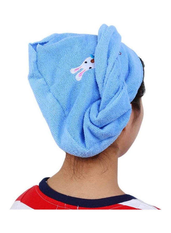 Microfiber Fabric Bath Towel Hair Dry Cap Blue - Image 2