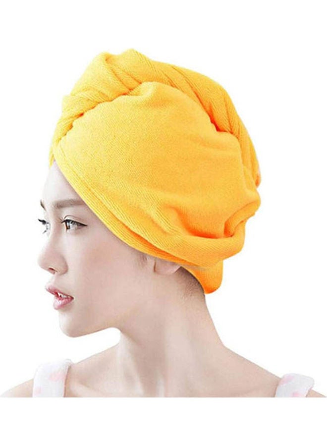 Hair Drying Towel Turban Bath Cap Hat Washcloths Bath Plush Microfiber Yellow - Image 2