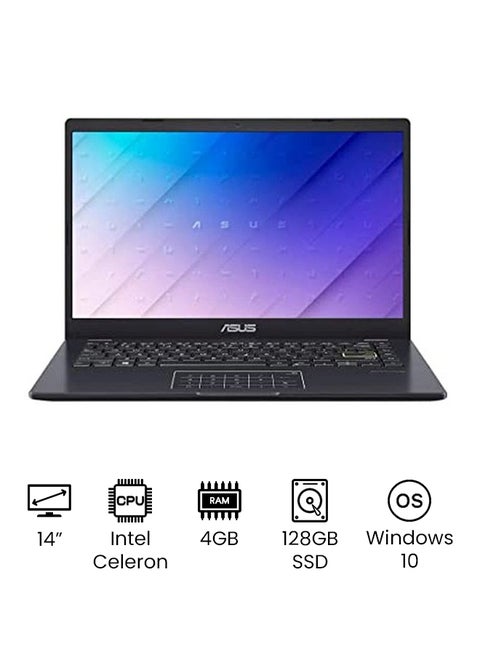 E410MA-BV185T Laptop With 14-Inch Full HD Display, Celeron Processer/4GB RAM/128GB SSD/Intel UHD Graphics/Windows 10 /International Version English Peacock Blue