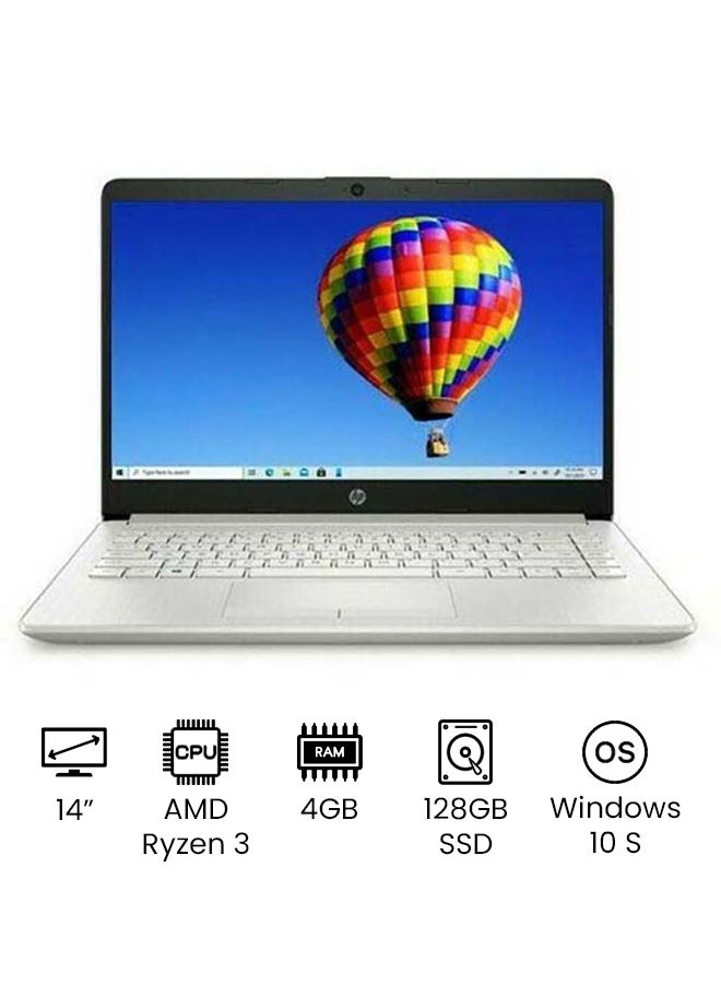 HP 14-dk1032 (Upgraded Version) Laptop With 14-Inch Full HD Display,AMD Ryzen 3 3250U Processer/128GB SSD/4GB RAM/Intel UHD Graphics/Windows 10S /International Version English/Arabic Silver  - Image 1