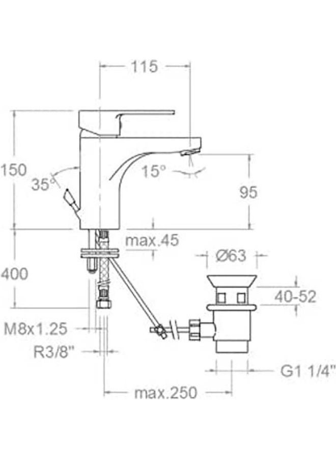 رامون سولر Balvage 9301 Single Hand Basin Mixer Silver - Image 2