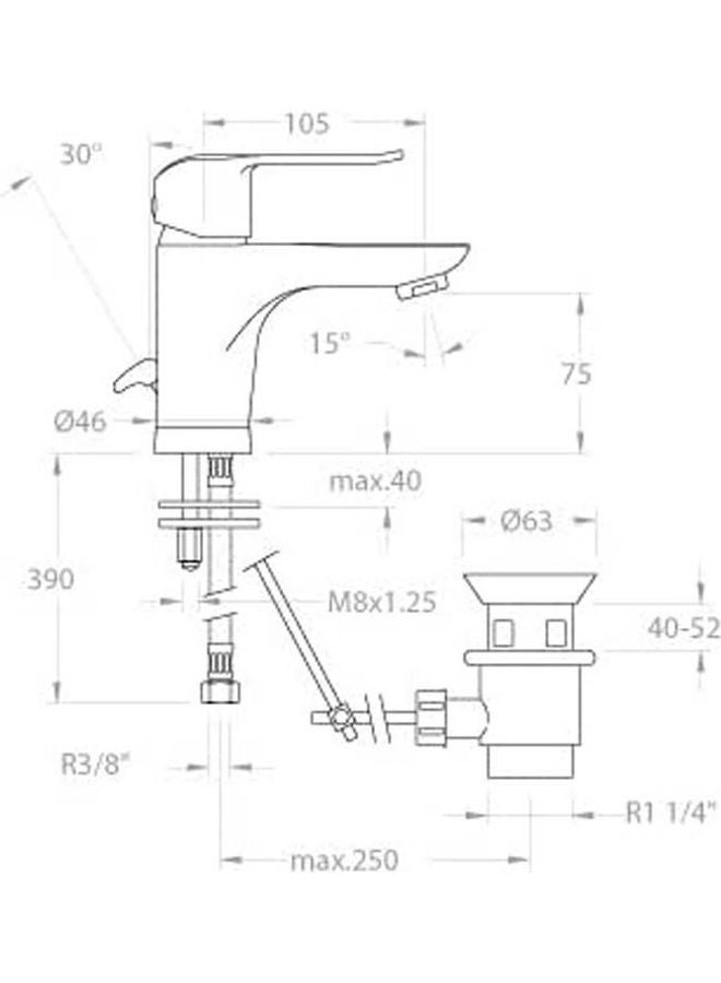 رامون سولر Balvage Single Hand Basin Mixer 6401 Silver - Image 2