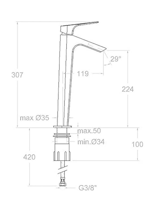 رامون سولر High Single Hand Basin Mixer -Xl 211001 Silver - Image 2