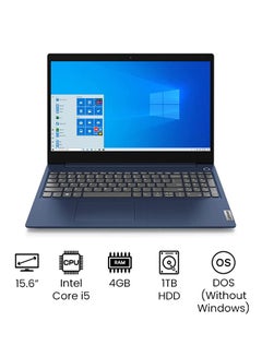 IdeaPad 3 (Upgraded Version) Laptop With 15.6-Inch Full HD Display, 11th Gen Core i5 1135G7 Processer/4GB RAM/1TB HDD/Intel UHD Graphics/DOS (Without Windows) /International Version English Abyss Blue