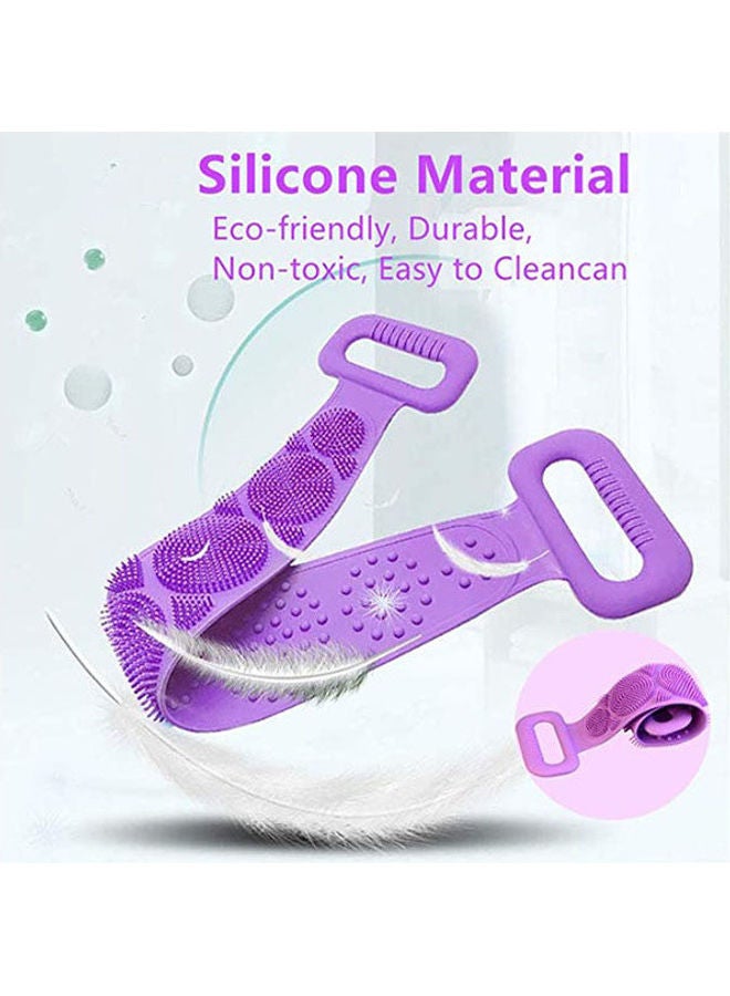 Silicone Bath Body Brush Exfoliating Lengthen Silicone Body Back Scrubber Purple - Image 2