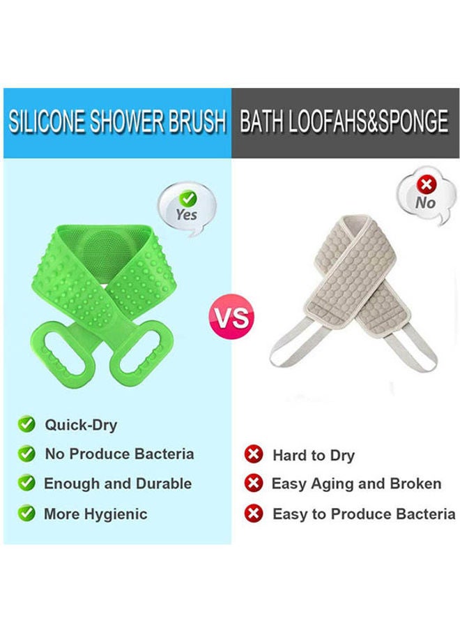 Silicone Bath Body Brush Double Sided Silicone Back Scrubber For Shower Green - Image 3