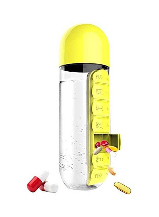 Pill Organizer And Water Bottle Combined Plastic Yellow  - Image 2