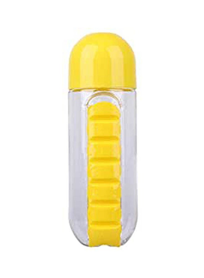 Pill Organizer And Water Bottle Combined Plastic Yellow  - Image 1