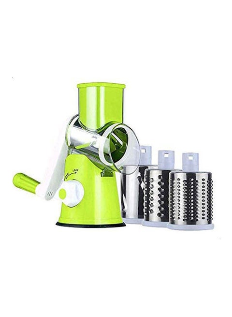 Manual Vegetable Cutter With 3 Round Slicers Green