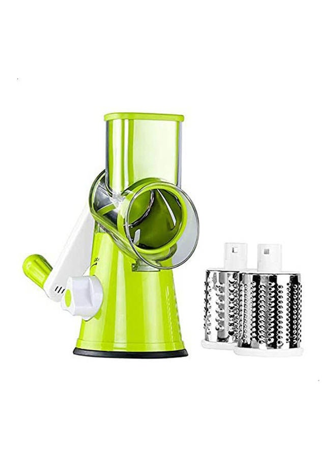 Manual Vegetable Cutter With 3 Round Slicers Green