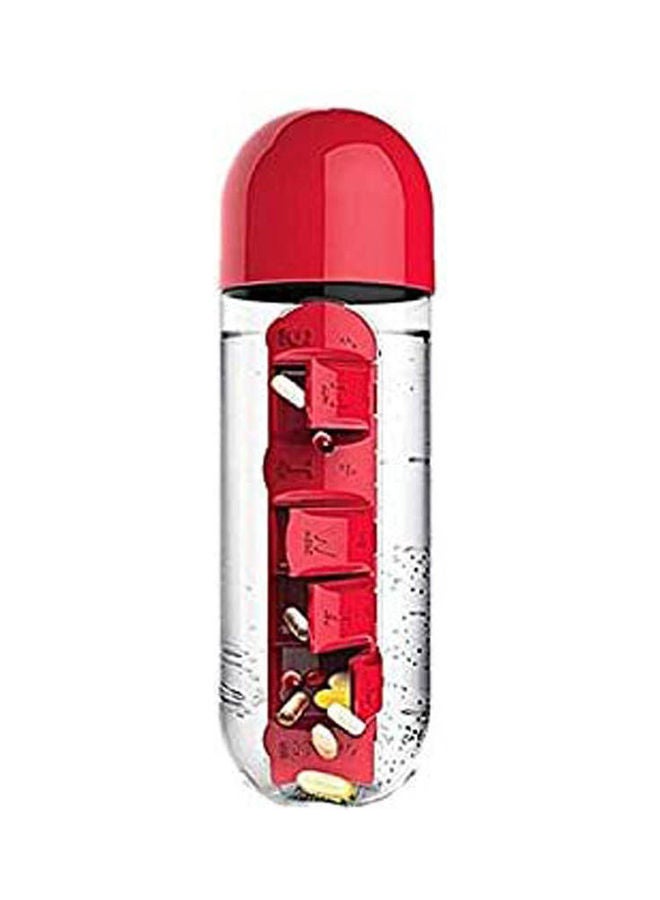 Generic - 2 In 1 Sport Water Bottle With 7 Grids Daily Pill Box Organizer Red 600ml - Image 1