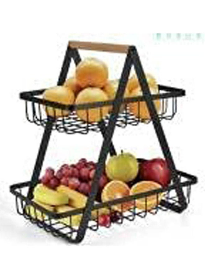 Generic 2 Tier Fruit Basket Stand Organizer For Fruits Snacks Vegetables Metal Black 