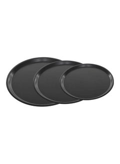 Generic Pizza Trays Set Of 3 Pieces Black ‎32.7 x 30.6 x 2.8cm 