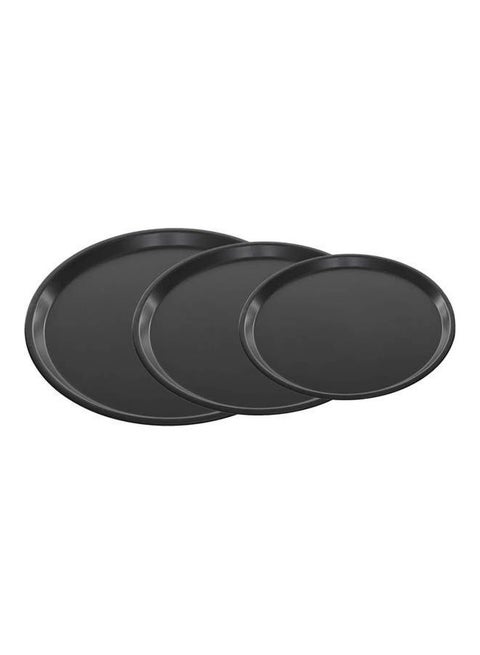 Pizza Trays Set Of 3 Pieces Black ‎32.7 x 30.6 x 2.8cm
