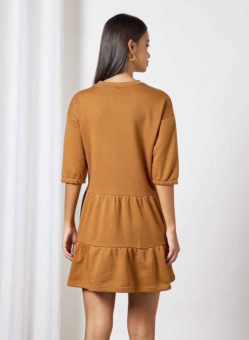 Tiered Sweater Dress Brown - v1649585203/N47171839V_2